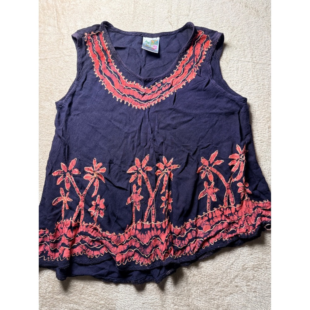 India Boutique Embroidered Palm Top One Size Summer Boho Hippie Summer